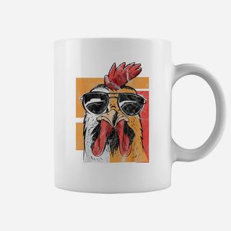 Cool Rooster Wearing Sunglasses Retro Vintage Chicken Tee Coffee Mug | Crazezy
