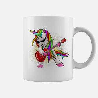 Cool Unicorn Playing Guitar | Funny Animal Guitarist Gift Coffee Mug | Crazezy