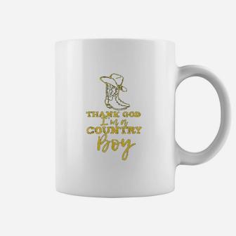 Country Music Lyrics Quotes Thank God I Am A Country Boy Coffee Mug - Thegiftio UK