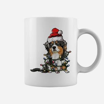 Cute Australian Shepherd Santa Christmas Tree Lights Xmas Sweatshirt Coffee Mug | Crazezy
