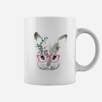 Cute Bunny Face With Pink Glasses Coffee Mug | Crazezy CA