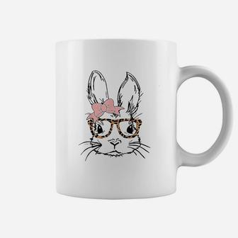 Cute Bunny Rabbit Face Wearing Leopard Glasses Easter Coffee Mug | Crazezy CA