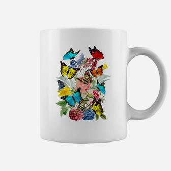 Cute Butterflies Vintage Floral Botanical Flower Garden Tee Coffee Mug | Crazezy