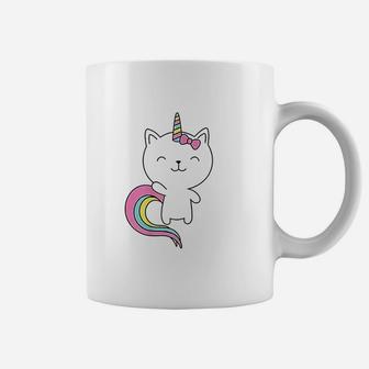 Cute Cat Unicorn Horn Rainbow Pastel Colors Coffee Mug | Crazezy AU