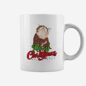 Cute Merry Christmas Cat Coffee Mug | Crazezy DE