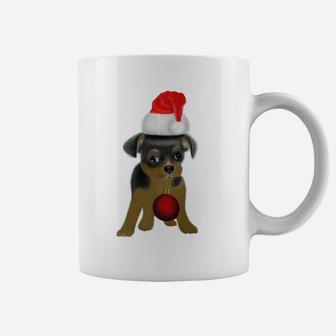 Cute Puppy Dog Christmas Hat Dog Lover Xmas Gift Coffee Mug | Crazezy