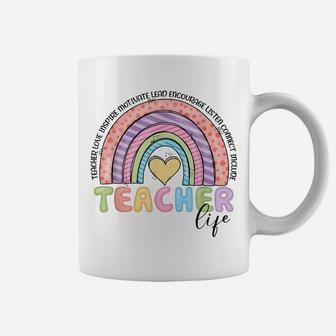 Cute Rainbow Teacher Life Teacher Last Day Of School Coffee Mug | Crazezy