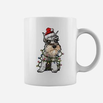 Cute Schnauzer Santa Christmas Tree Lights Xmas Coffee Mug | Crazezy