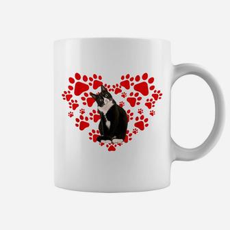 Cute Tuxedo Valentines Day Hearts Gift For Cat Lovers Coffee Mug | Crazezy CA