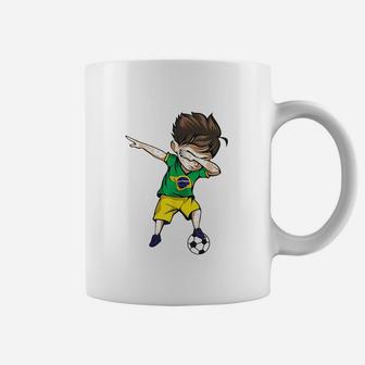 Dabbing Soccer Boy Brazil Coffee Mug | Crazezy