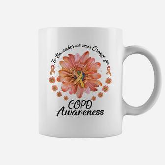 Daisy Flower In November We Wear Orange For Copd Awareness Coffee Mug | Crazezy DE