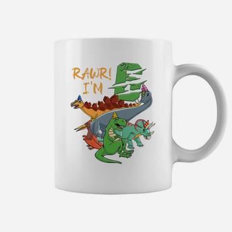 Dino Rawr I'm 6Th Birthday Dinos 6 Year Old Boys Dinosaur Coffee Mug | Crazezy