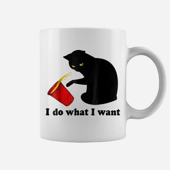 Do What I Want Black Cat Red Cup Funny Graphic Coffee Mug | Crazezy