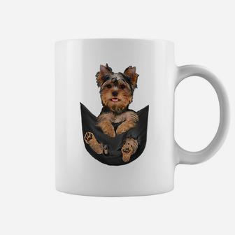 Dog Lovers Gifts Yorkshire Terrier In Pocket Funny Dog Face Coffee Mug | Crazezy DE