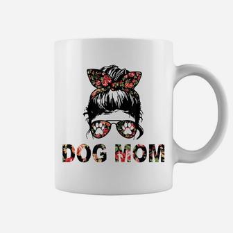 Dog Mom Messy Bun Flower Funny Dog Lover Happy Mother's Day Coffee Mug | Crazezy UK