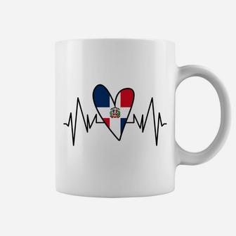 Dominican Flag Heartbeat Ekg Heart Coffee Mug | Crazezy