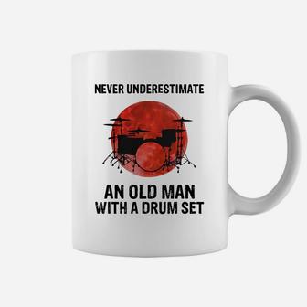 Drummer Never Underestimate An Old Man With A Drum Set Sunset Shirt Coffee Mug - Thegiftio UK