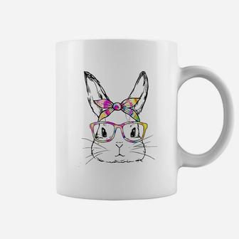 Dy Cute Bunny Face Tie Dye Glasses Easter Day Coffee Mug | Crazezy UK