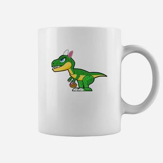 Easter Dinosaur With Bunny Ears Easter Eggs Basket Coffee Mug - Thegiftio UK