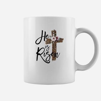 Easter Gift For Christian Teen Girls Mom He Is Risen Leopard Coffee Mug | Crazezy DE