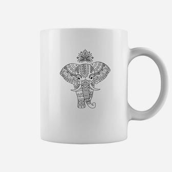 Elephan With Mandala Pattern And Lotus Flower Coffee Mug - Thegiftio UK