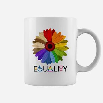 Equality Flower Rainbow Retro Gay Lesbian Pride Lgbt Coffee Mug | Crazezy UK