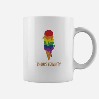 Equality Rainbow Ice Cream Pride Flag Coffee Mug | Crazezy