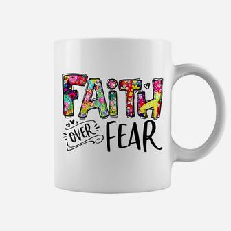 Faith Over Fear Flower Style Watercolor Retro Vintage Coffee Mug | Crazezy