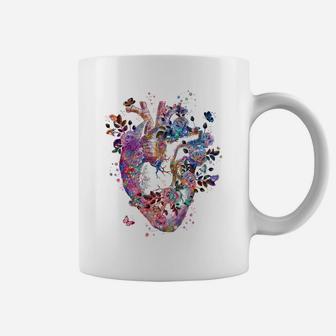 Floral Anatomical Human Heart Graphic Cardiologist Gift Coffee Mug | Crazezy CA