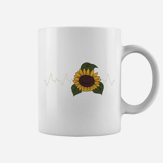 Floral Yellow Flower Blossom Florist Heartbeat Sunflower Coffee Mug | Crazezy DE