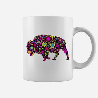 Flower Patterns Bison Buffalo T Shirt Coffee Mug | Crazezy UK