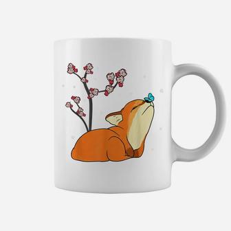 Fox Japanese Aesthetic Cherry Blossom Flower Coffee Mug | Crazezy