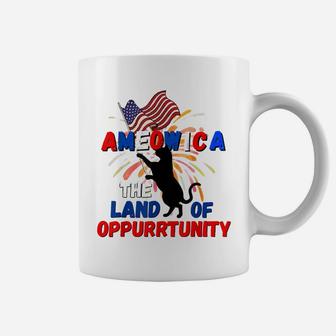 Funny 4Th Of July Ameowica The Land Of Opportunity Kitties Coffee Mug | Crazezy DE