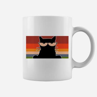 Funny Black Cat T Shirt For Cat Lovers - Vintage Retro Cat Coffee Mug | Crazezy UK