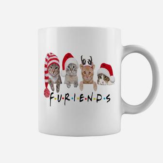 Funny Cat Furiends Merry Christmas Hat Santa Cat Lovers Gift Coffee Mug | Crazezy CA