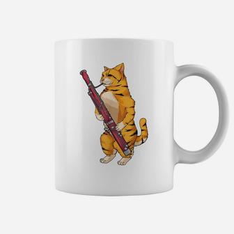 Funny Cat Playing Bassoon | Cool Animal Lover Musician Gift Coffee Mug | Crazezy