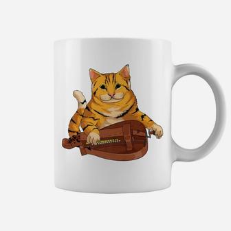 Funny Cat Playing Hurdy Gurdy Gift | Cool Kitten Musician Coffee Mug | Crazezy