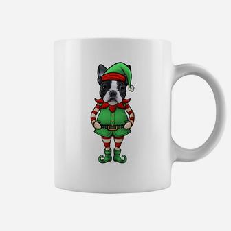 Funny Christmas Elf Boston Terrier Dog Sweatshirt Coffee Mug | Crazezy CA