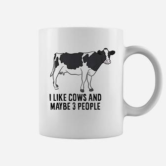 Funny Cow Farmer I Like Cows And Maybe 3 People Cattle Cow Coffee Mug - Thegiftio UK