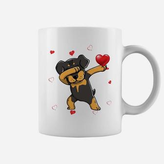 Funny Dabbing Rottweiler Dog Breeds Valentines Day Gift Coffee Mug - Seseable