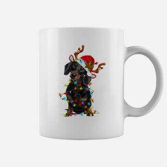 Funny Dachshund Christmas Lights Reindeer Dachshund Mom Sweatshirt Coffee Mug | Crazezy UK