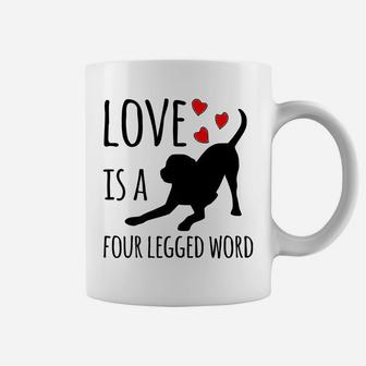 Funny Dog Mom Dog Dad Black Lab "Love Is A Four-Legged Word" Coffee Mug | Crazezy DE