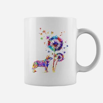 Funny Heeler Dandelion Flower Dog Lover Watercolor Men Coffee Mug | Crazezy