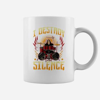 Funny I Destroy Silence Drummer Awesome Drumming Musician Coffee Mug | Crazezy