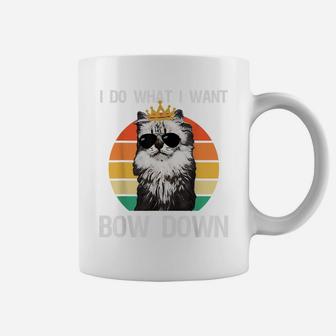 Funny I Do What I Want Bow Down Vintage Cat Lovers Coffee Mug | Crazezy