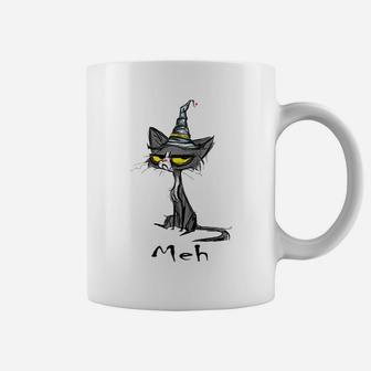 Funny Meh Cat For Cat Lovers Raglan Baseball Tee Coffee Mug | Crazezy UK