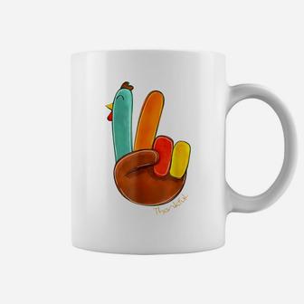 Funny Peace Love Turkey Thankful Turkey Hand Sign Coffee Mug | Crazezy