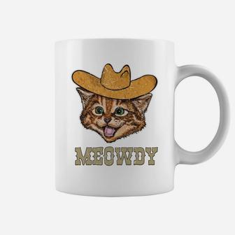Funny Retro Cat Cowboy Meowdy Western Country Cat Lovers Sweatshirt Coffee Mug | Crazezy