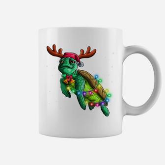 Funny Sea Turtle Christmas Lights Santa Hat Turtle Xmas Gift Sweatshirt Coffee Mug | Crazezy CA