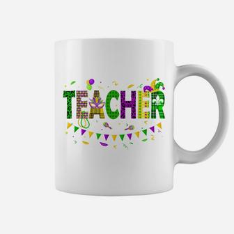 Funny Teacher Mardi Gras Family Matching Outfit Coffee Mug | Crazezy
